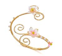 Acrylic Crystal Pearl Cherry Blossom Butterfly Flower Arm Cuff Bracelet for Women Dainty Gold Floral Open Wrap Upper Arm Bangle Wristband Bracelet Halloween Birthday Jewelry Gift