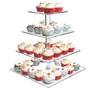 Acrylic Cupcake Display Stand, 4 Tier Square Cupcake Tower Display Pastry Stand Dessert Tree Tower for Wedding Birthday Party