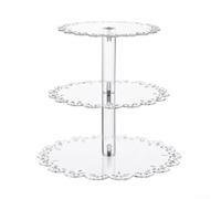 Acrylic Cupcake Stand, 4-Tier Floral Lace Edge Display 37X33cm, Transparent Dessert Tower For Weddings Parties, Holds 38 Cakes(3)