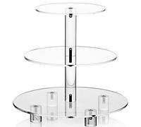 Acrylic Cupcake Stand, Clear Dessert Tower Holder Display with Base for Wedding, Party, Baby Shower, 3 Tier Round, Transparent