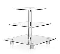 Acrylic Cupcake Stand, Clear Dessert Tower Holder Display with Base for Wedding, Party, Baby Shower, 3 Tier Square, Transparent