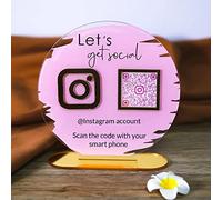 Acrylic Custom QR Code Sign 3D Social Media Sign Personalized Cashapp qr Code Stickers Venmo Instagram Facebook Business Scan to Pay Payment Signs Board for Store