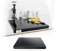 Acrylic Cutting Board, Chopping Board Glass Kitchen Board Transparent, Kitchen Cutting Board Desktop Cutter with Stop Edge, Slip-Resistant (Black, 50X40cm)
