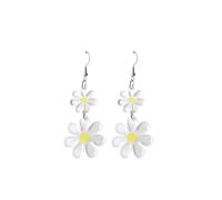 Acrylic Daisy Flower Drop Dangle Earrings Lightweight White Yellow Daisy Dangle Earrings 60s 70s Party Summer Accessories for Outfits, S, Zinc, No Gemstone