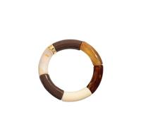 Acrylic Design Style Chunky Bamboo Stackable Bracelet For Women Boho Elastic Colorful Tube Beads Braceletes, 19cm, Stone, Agate