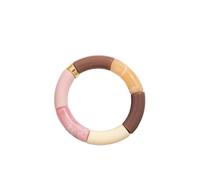 Acrylic Design Style Chunky Bamboo Stackable Bracelet For Women Boho Elastic Colorful Tube Beads Braceletes, 19cm, Stone, Agate