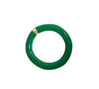 Acrylic Design Style Chunky Bamboo Stackable Bracelet For Women Boho Elastic Colorful Tube Beads Braceletes, 19cm, Stone, Agate