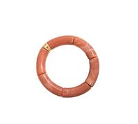 Acrylic Design Style Chunky Bamboo Stackable Bracelet For Women Boho Elastic Colorful Tube Beads Braceletes, 19cm, Stone, Agate