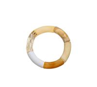 Acrylic Design Style Chunky Bamboo Stackable Bracelet For Women Boho Elastic Colorful Tube Beads Braceletes, 19cm, Stone, Agate