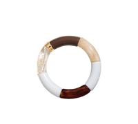 Acrylic Design Style Chunky Bamboo Stackable Bracelet For Women Boho Elastic Colorful Tube Beads Braceletes, 19cm, Stone, Agate