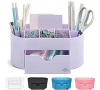 Acrylic Desk Organizer for Office Supplies and Accessories Pen Holder Office Organization Desktop Organizer for Room College Dorm Home School, Light Purple (White Lavender)