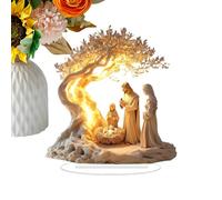 Acrylic Desk Sign Decor, Flat Christmas Scene Desktop Decoration, 2D Christmas Nativity Acrylic Flat Statue For Living Room Bedroom Bedside Bookshelf Dorm Housewarming