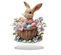 Acrylic Desktop Decoration, Easter Table Decor, Egg Tiered Tray Ornament, Spring Bunny Ornaments, 7.48 x 7.87 Inches, Ideal for Family Gatherings or Festive Meals