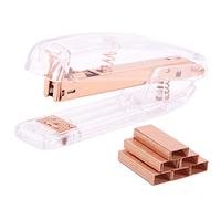 Acrylic Desktop Staplers with 1000 Pieces Staples for Office School Desk Accessory(Rose Gold)