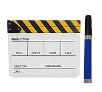 Acrylic Director Clapperboard, Movie Scene Film Action Board, 11.8 x 9.8 Inch, Color/White - Durable 3mm Thickness, Easy Write and Clean, Ideal for Filming and Decoration (Black and Yellow