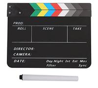 Acrylic Director Clapperboard, TV Movie Action Board with Pen, 11.8 x 9.8 Inch Black/White - Durable Waterproof Design, Flexible Hinge, Ideal for Film Production and Decoration (Color blackboard