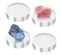 Acrylic Display Base - Clear Round Stand Crystal Holder | Gemstone Agate Mineral Collection Raiser Decorative Base for Home Office Store