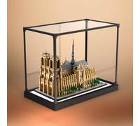 Acrylic Display Box Compatible with Lego 21061 Notre Dame Cathedral in Paris Model, Protective, dustproof Display Box Gift Model, Transparent Display Cabinet (Display Box only) (White Base)