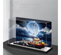 Acrylic Display Box, Compatible with Lego 21350 Jaws Boat, Transparent Box for 21350 Display Box (Box Only) (Painted Background)