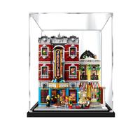 Acrylic Display Box for Lego 10312 Jazz Club Model, Transparent Dustproof Display Box, Compatible with Lego 10312 Model (Model Not Included) (Black Base 2mm)