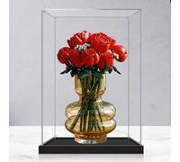 Acrylic Display Box for Lego 10328 Rose Bouquet Model, Transparent Dustproof Display Box, Compatible with Lego 10328 Construction kit (Model Not Included) (Black Base 2mm)