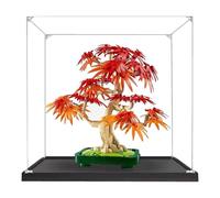 Acrylic Display Box for Lego 10348 Red Maple Bonsai Model, Transparent Dustproof Display Box, Compatible with Lego 10348 Model (Model Not Included) (Transparent,Black Base 3mm)