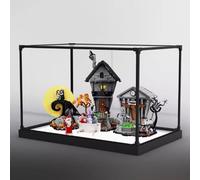 Acrylic Display Box for Lego 21351 The Nightmare Before Christmas Model, Transparent Dustproof Display Box, Compatible with Lego 21351 Construction kit (Model Not Included) (White Base)