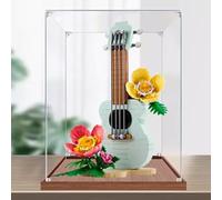 Acrylic Display Box for Lego 31156 Tropical Wind Ukulele, Transparent Dustproof Display Box, Compatible with Lego 31156 Construction kit (Model Not Included) (Wooden Base 2mm)
