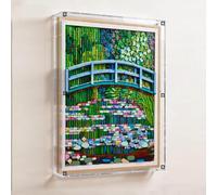 Acrylic Display Box for Lego 31220 Monet's Bridge Over The Water Lily Pond Photo Frame Model, Transparent Dustproof Display Box, Compatible with Lego 31220 Model (Model Not Included)
