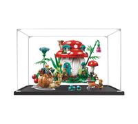 Acrylic Display Box for Lego 910037 Mushroom House Model, Transparent Dustproof Display Box, Compatible with Lego 910037 Model (Model Not Included) (Transparent,Black Base 2mm)