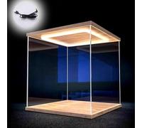 Acrylic Display Box,LED Lighted Clear Acrylic Display Case, Dustproof Storage Box for Collectibles & Action Figures, Perfect Showcase for Countertops, 20"x20"x20" (50x50x50cm)