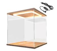 Acrylic display cabinet , Countertop Storage Box with Wood-Plastic Base, 10 15 20 25 30 35 40 50 60 Cm Long Collection Cabinet(50x50x50 cm/20x20x20 in)