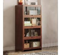 Acrylic Display Cabinet with Clamshell Door for Kitchen & Study Elegant Brown Storage Solution 15.7"x11"x39.3" Perfect for Collectibles & nizing