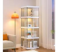Acrylic Display Cabinet with Glass Door, Tall Collectibles Showcase Bookshelf for Living Room, Easy Assembly Modern Storage Unit for Home Decor and Organization