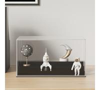 Acrylic Display Case 2-Tier Dustproof Clear & Black 24x16x13cm Showcase Premium