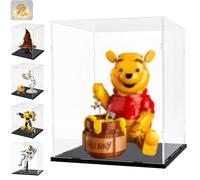 Acrylic Display Case 3 mm for Lego Winnie the Pooh Collection 43300 Talking Sorting Hat 76429 Disney Pixar 21357 Bumblebee 10338 31152, Transparent Box Plexiglass and LED, Black Interior 25 x 25 x 30