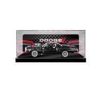 Acrylic Display Case Compatible for Lego 42111 Fast & Furious Dom's Dodge Charger Race Car Model Building Blocks Transparent Storage Display Box Gift(Case Only, NO Model) (Black Bottom+Background)