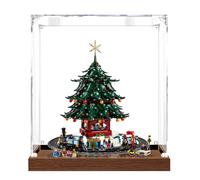 Acrylic Display case, Compatible with Lego 10361+41843 Christmas Tree Train Set,Transparent Case ,Compatible with 10361 41843 (Display Box only, kit not Included) (Wood)