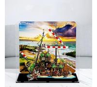 Acrylic Display case, Compatible with Lego 21322 Pirate shipwrecks Display Box kit,dustproof, UV-Resistant Transparent Display case (Display case only, kit not Included) (Painted Background A)