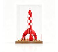 Acrylic Display case Compatible with Lego 21367 The Adventures of Tintin: The Moon Rocket , dustproof Transparent case for Protecting The Model (Display case only) (Walnut)