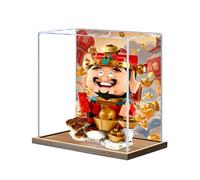 Acrylic Display Case, Compatible with Lego 40864 God of Wealth Sets,Dustproof,Storage Box,Compatible with 40864 (Display Case Only, kit not Included) (Wooden Background A)