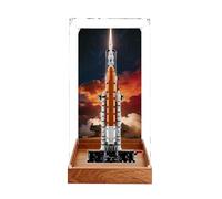 Acrylic Display Case, Compatible with Lego 42221 Space Launch System Sets,Dustproof,Storage Box,Compatible with 42221(Display Case Only, kit not Included) (Wood Background A)