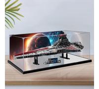 Acrylic Display Case, Compatible with Lego 75367 Hunter Republic Attack Cruiser Model Set, Dustproof Transparent Display Case, Storage Box (Display Case Only) (Mirror + Background Airbrush)