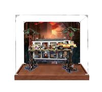 Acrylic Display Case, Compatible with Lego 75810 Stranger Things Upside Down Sets,Dustproof,Storage Box,Compatible with 75810(Display Case Only, kit not Included) (Wooden Background B)