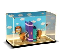 Acrylic Display Case Compatible with Lego Slinky Dog Bookends 43301 & 21357 Lamp, USB-Powered LED Lights Dustproof Transparent HD Backdrop Display Box (No Model Included)