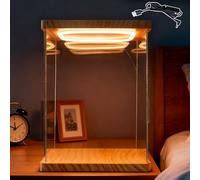 Acrylic Display Case Desktop Tall Acrylic Box Cube Rectangle, Led Light Showcase for Figures Doll Miniatures, Dust Cover Clear Plastic Display Bins with Door(15x15x20cm(6x6x8in))