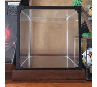 Acrylic Display Case Dustproof Acrylic Display Case with Wood Base & Aluminum Frame, Tall Cube Rectangle Clear Showcase for Figures, Stackable Desktop Storage Box(15x15x20cm(6x6x8in))