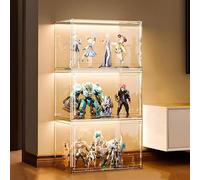 Acrylic Display Case, Figure Display Case, Curio Cabinet flip-top Door Design Large-Capacity Storage Easy to Install(3-tier storage)