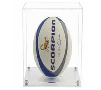 Acrylic Display Case for a Rugby Ball with a Clear Modern Base