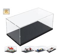 Acrylic Display Case for Collection for Lego 43268 10330 10353 76450 10295 42170 Figurine Car, Thickened Plexiglass Box Transparent Display Cases and Storage with LED, Black Interior 40 x 20 x 20 cm